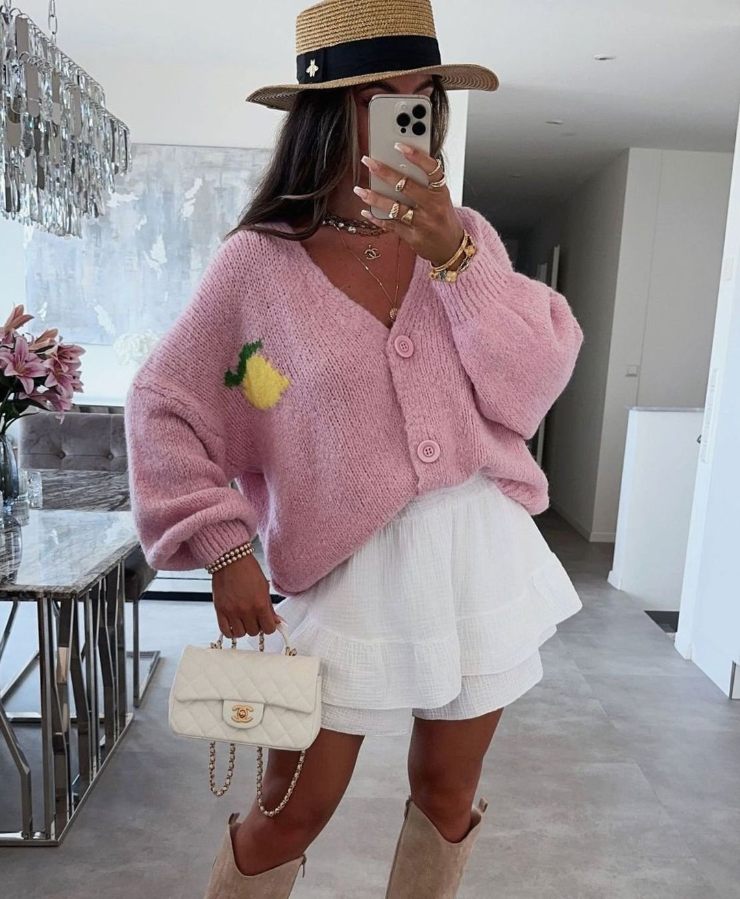Women's Oversized Knit Jumper Limoncello Graphic Back Print
