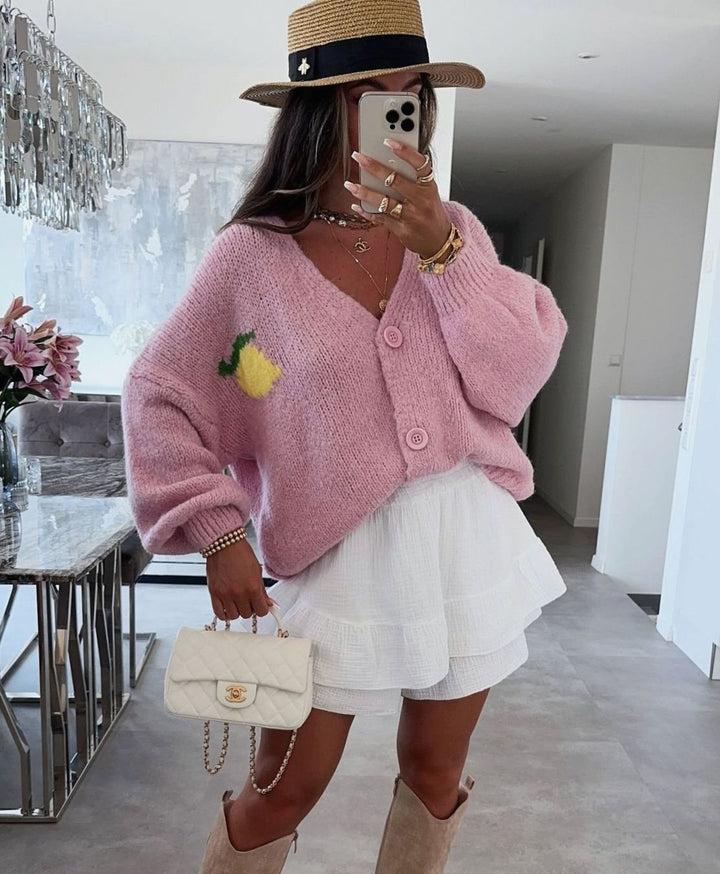 Women's Oversized Knit Jumper Limoncello Graphic Back Print