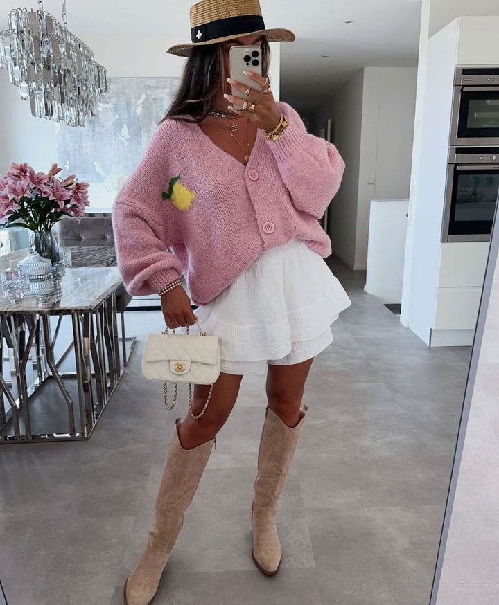 Women's Oversized Knit Jumper Limoncello Graphic Back Print