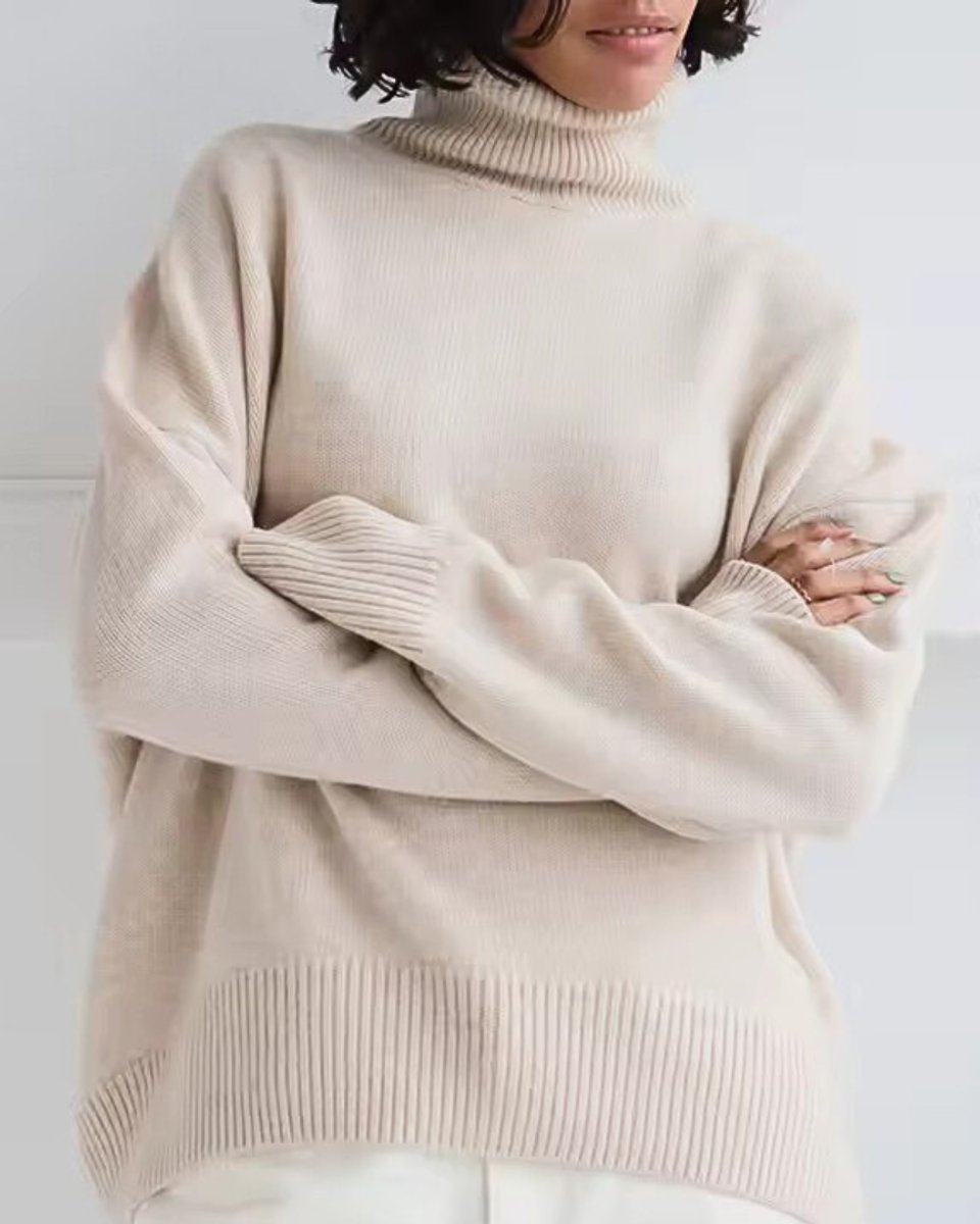 Women's Oversized Knit Turtleneck Jumper High-Neck Pullover
