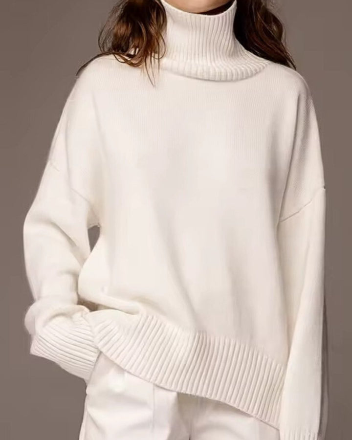 Women's Oversized Knit Turtleneck Jumper High-Neck Pullover