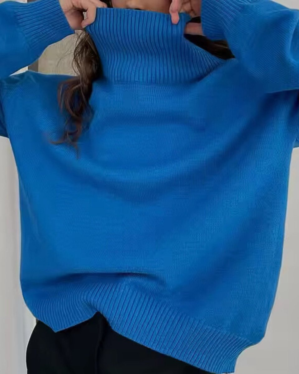 Women's Oversized Knit Turtleneck Jumper High-Neck Pullover