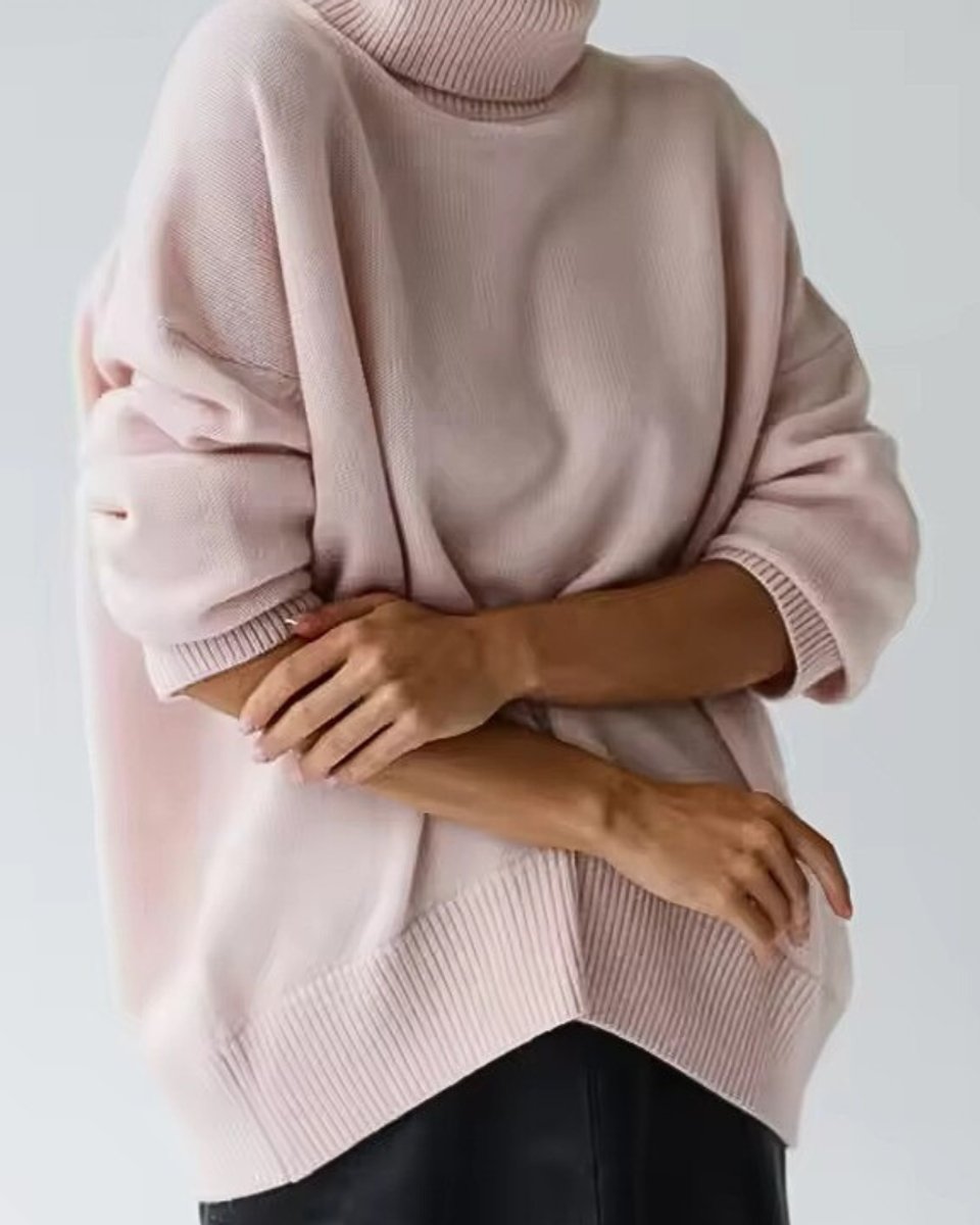 Women's Oversized Knit Turtleneck Jumper High-Neck Pullover