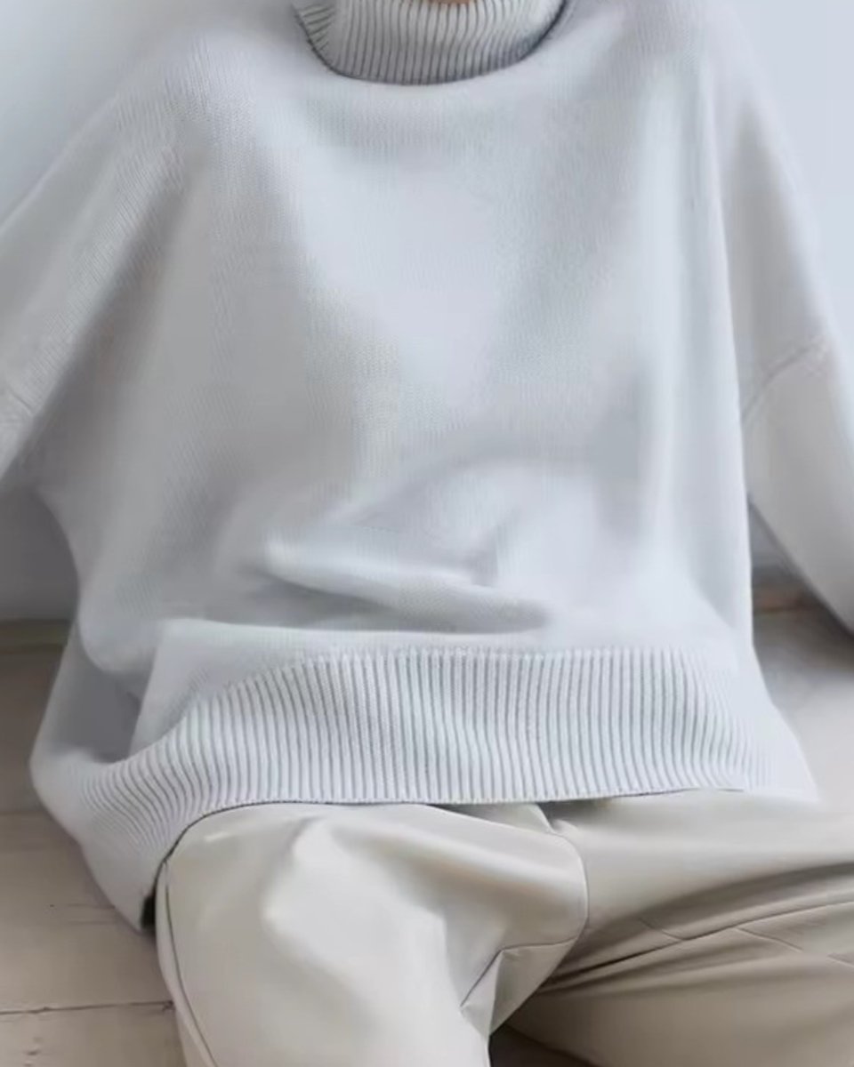 Women's Oversized Knit Turtleneck Jumper High-Neck Pullover
