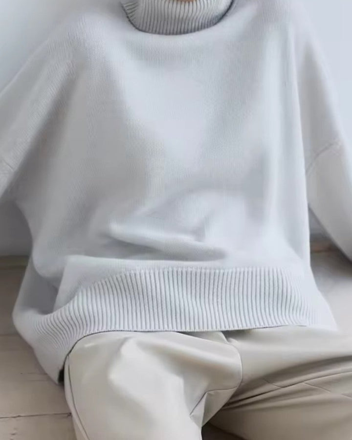 Women's Oversized Knit Turtleneck Jumper High-Neck Pullover