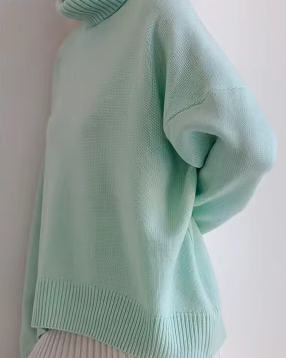 Women's Oversized Knit Turtleneck Jumper High-Neck Pullover