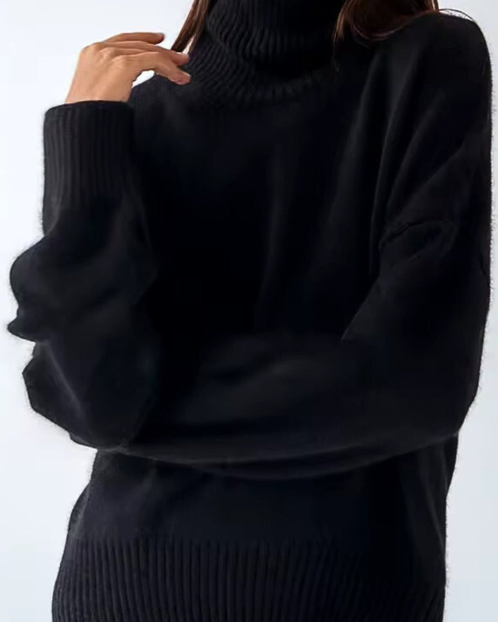 Women's Oversized Knit Turtleneck Jumper High-Neck Pullover