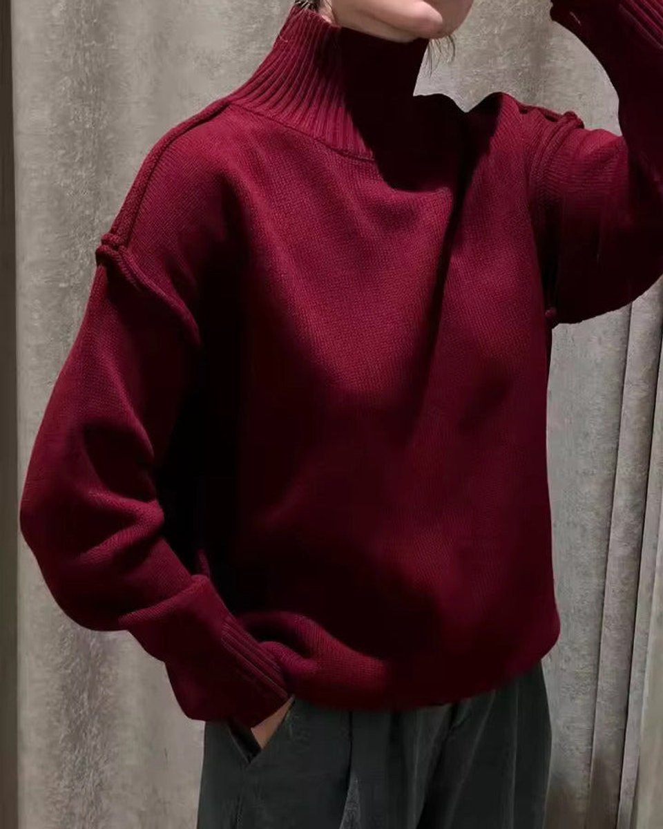 Women's Oversized Knitted Turtleneck Jumper High-Neck Pullover