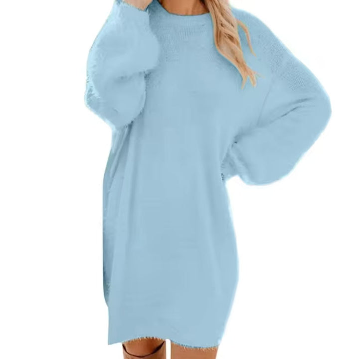 Women's Oversized Long-Sleeve Round-Neck Knitted Dress