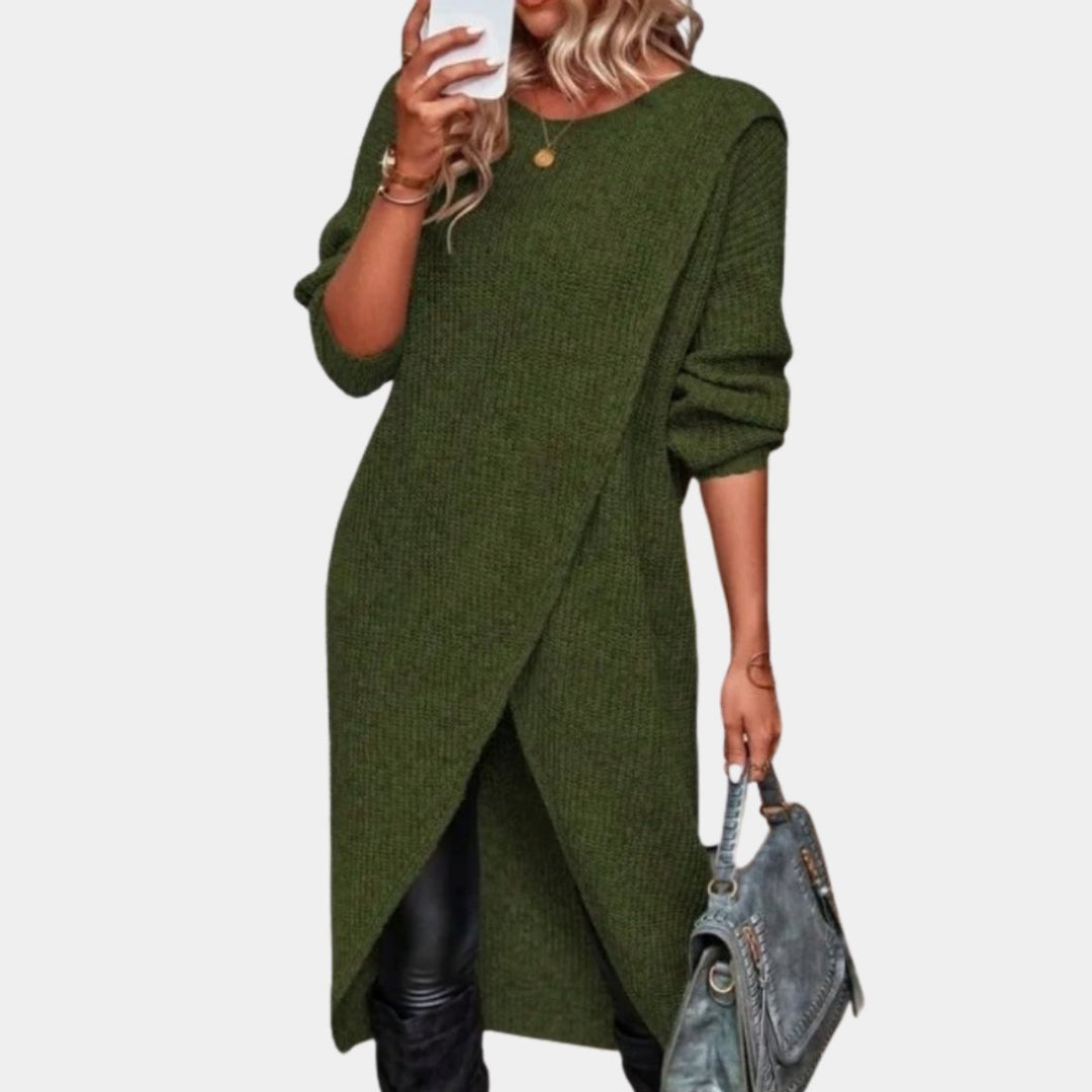 Women's Oversized Long-Sleeve Tulip-Hem Knitted Dress