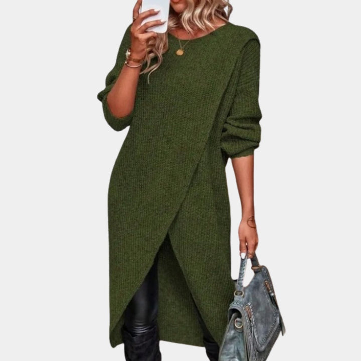Women's Oversized Long-Sleeve Tulip-Hem Knitted Dress