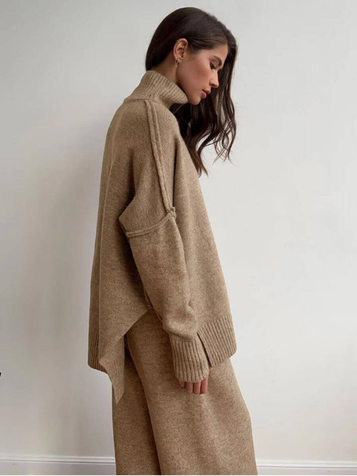 Women's Oversized Longline Knit Turtleneck Jumper