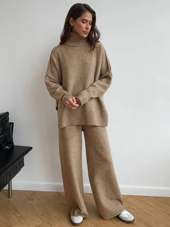 Women's Oversized Longline Knit Turtleneck Jumper