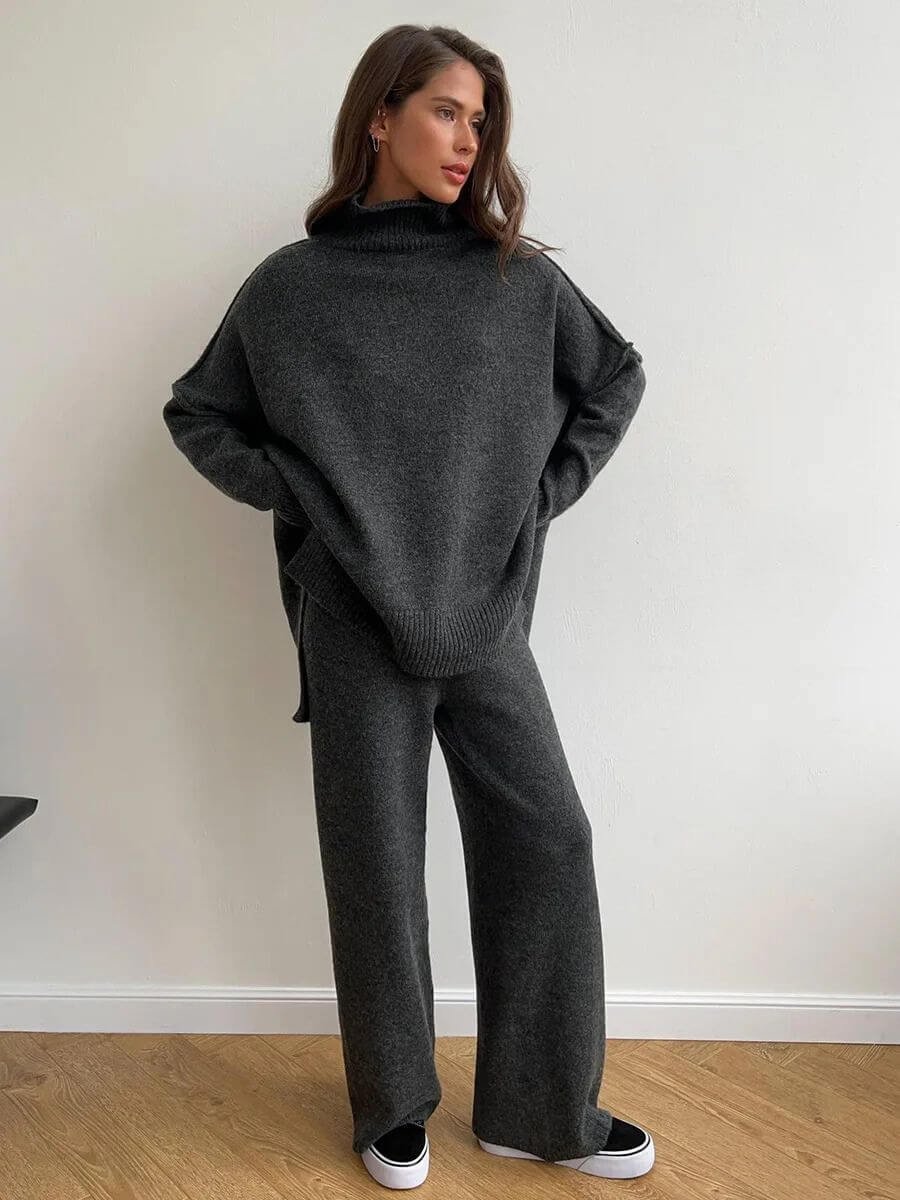 Women's Oversized Longline Knit Turtleneck Jumper