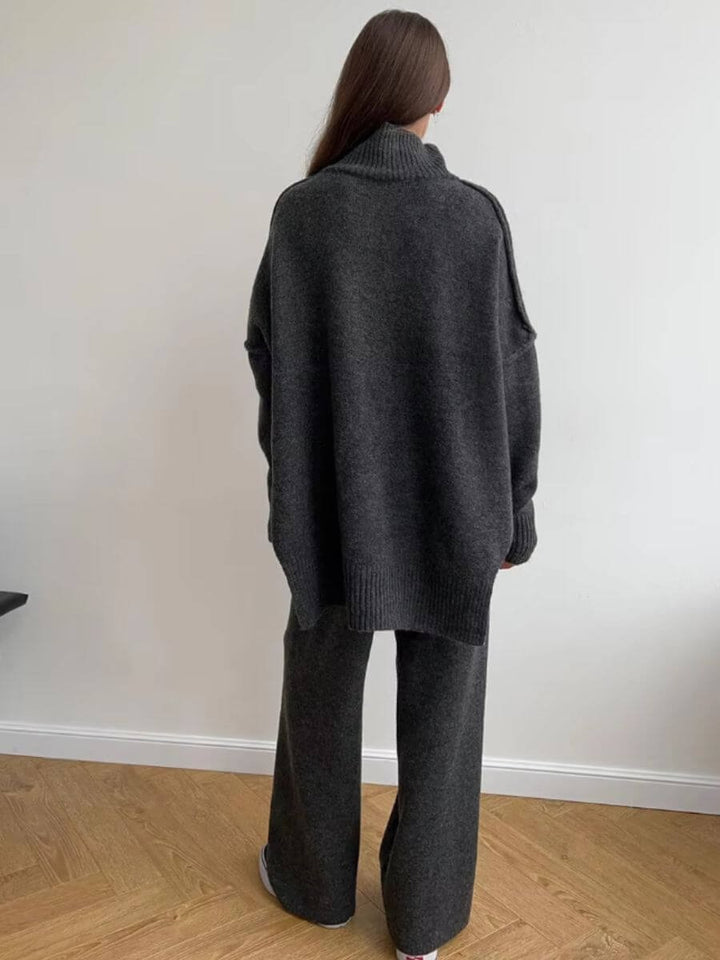 Women's Oversized Longline Knit Turtleneck Jumper