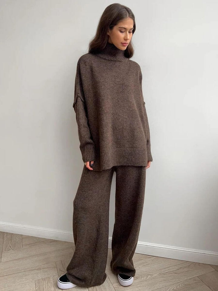 Women's Oversized Longline Knit Turtleneck Jumper