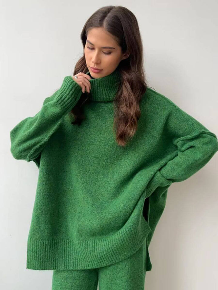 Women's Oversized Longline Knit Turtleneck Jumper