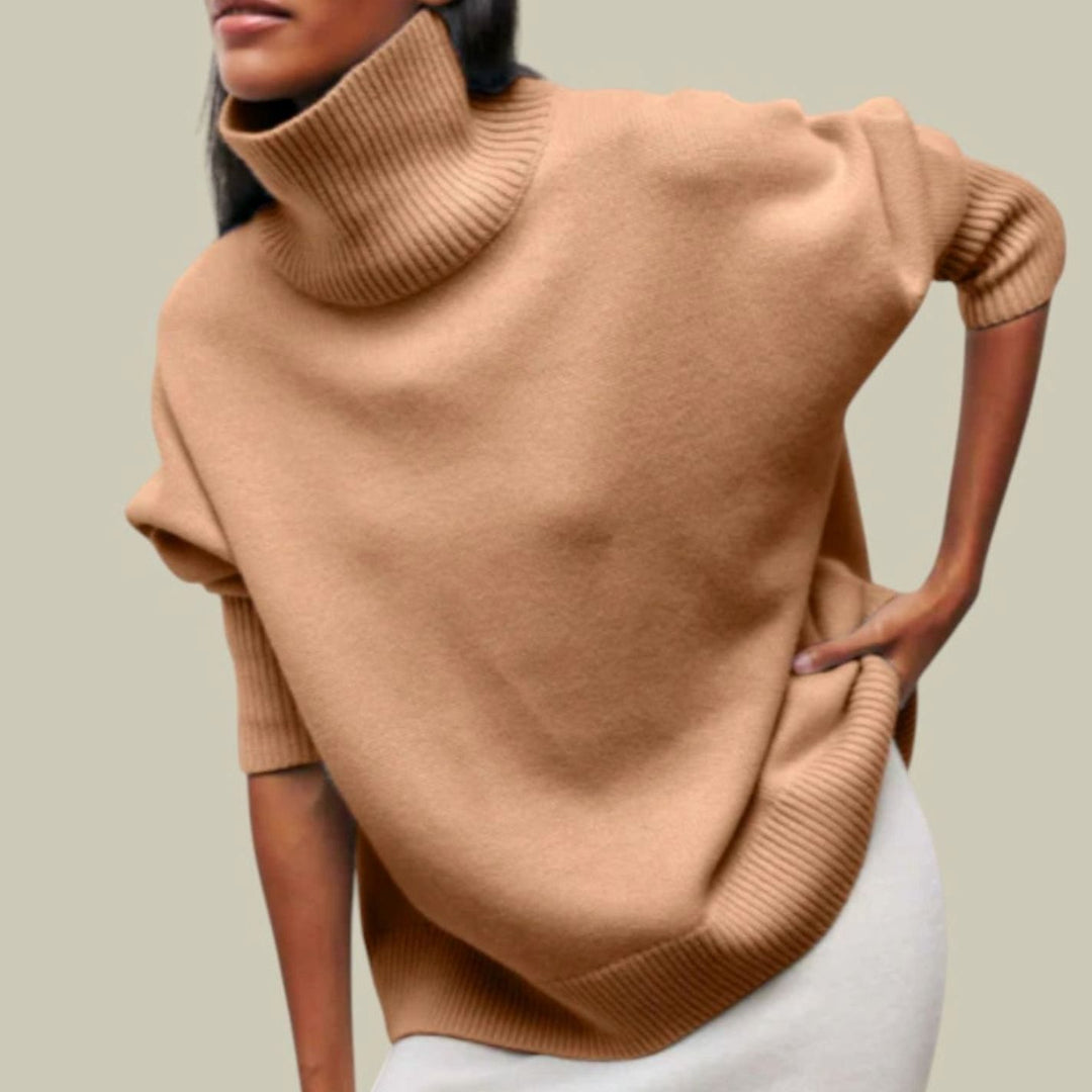 Women's Oversized Loose Fit Turtlenecks Chunky Knit Winter Jumper - Khaki