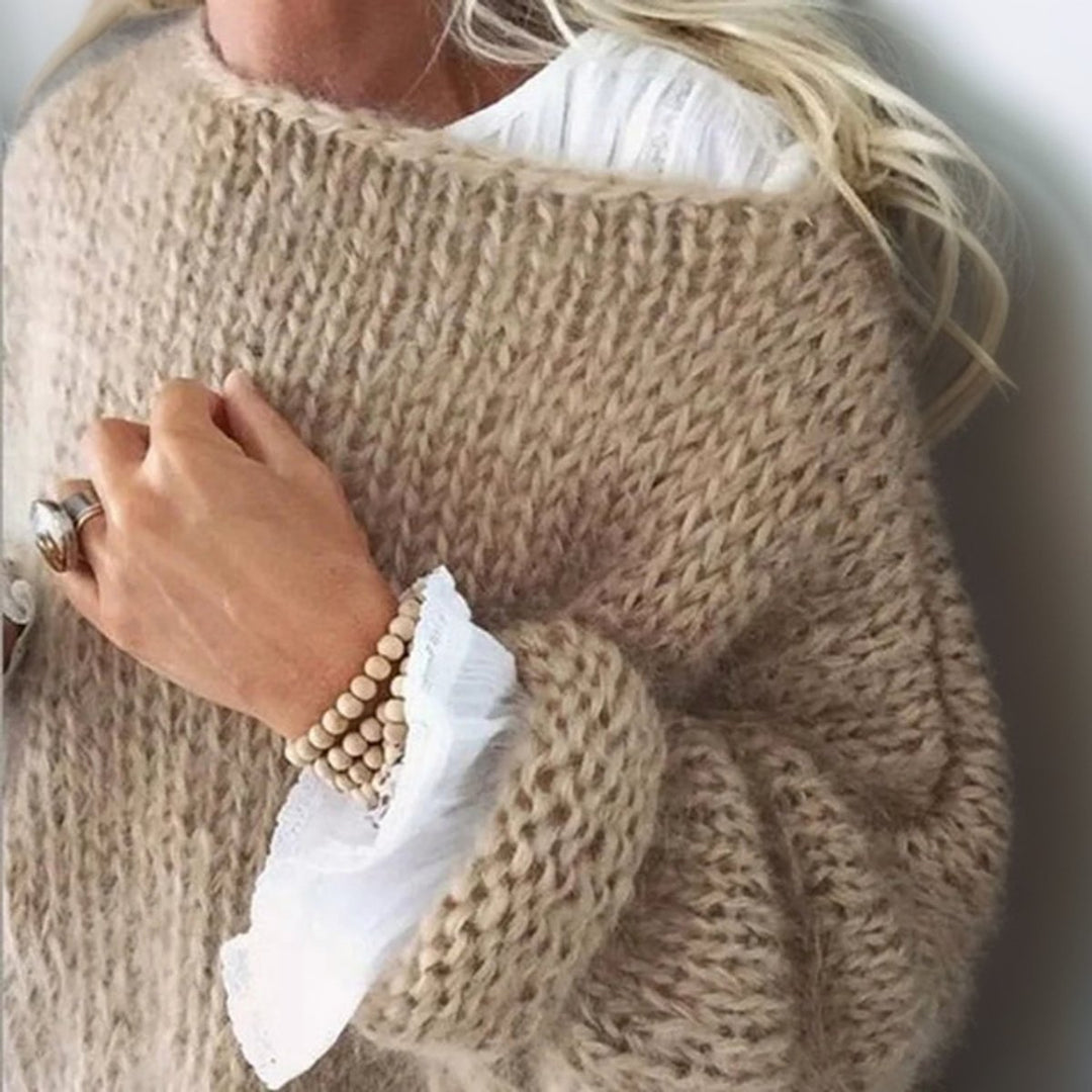 Women's Oversized Mohair Blend Knitted Sweater Jumper