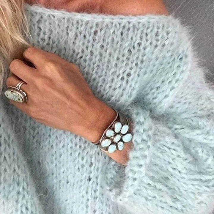 Women's Oversized Mohair Blend Knitted Sweater Jumper