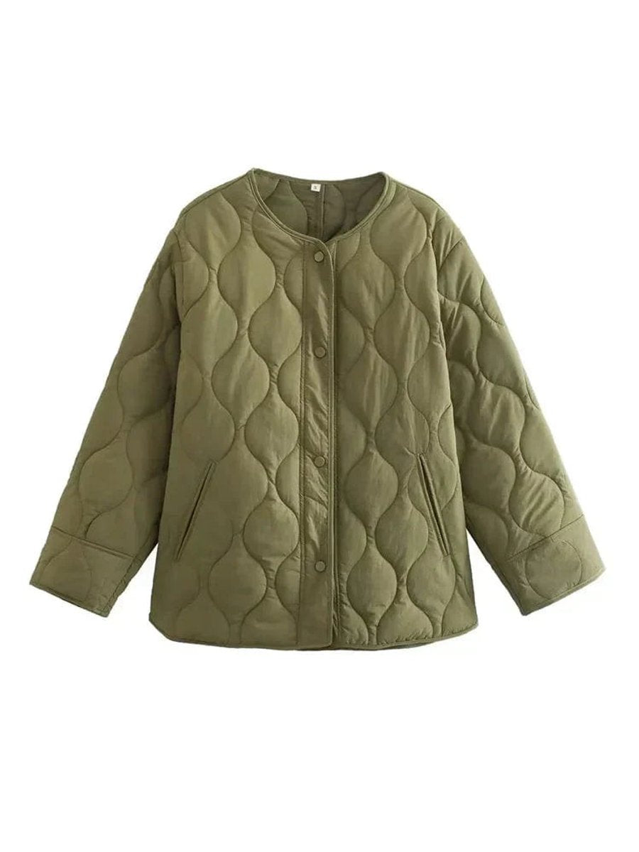 Women's Oversized Quilted Button-Up Padded Coat