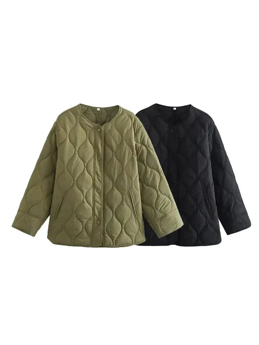 Women's Oversized Quilted Button-Up Padded Coat