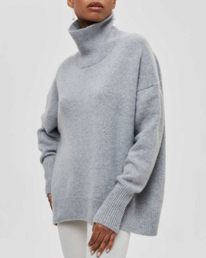 Women's Oversized Ribbed-Trim Knit Turtleneck Jumper