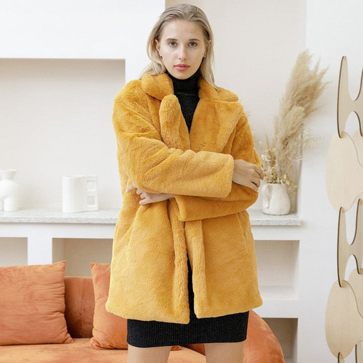 Women's Oversized Teddy Faux Fur Coat Large Collar