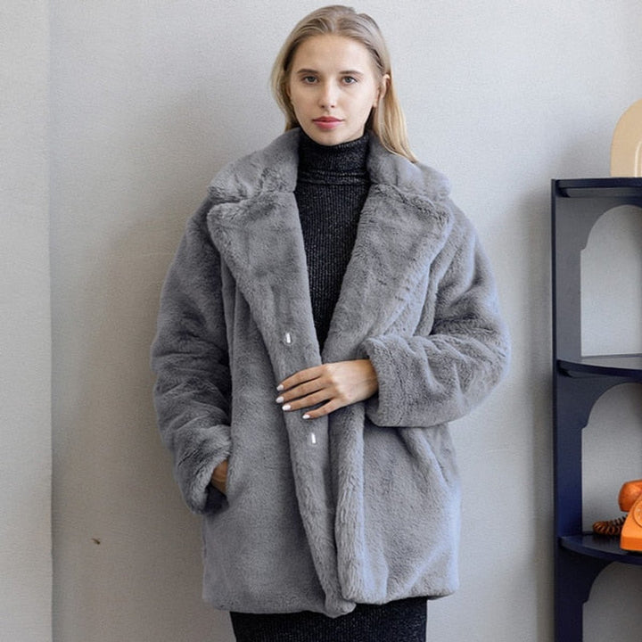 Women's Oversized Teddy Faux Fur Coat Large Collar
