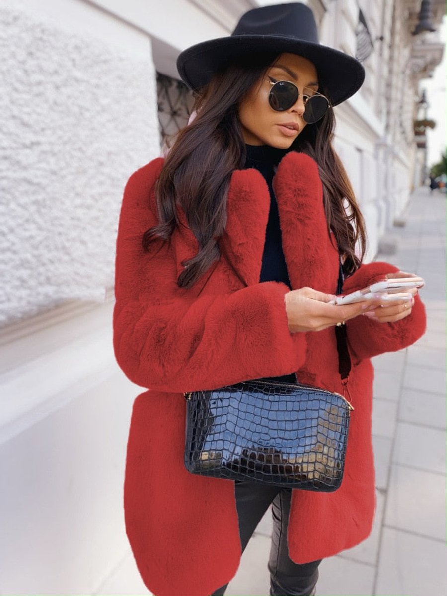 Women's Oversized Teddy Faux Fur Coat Large Collar
