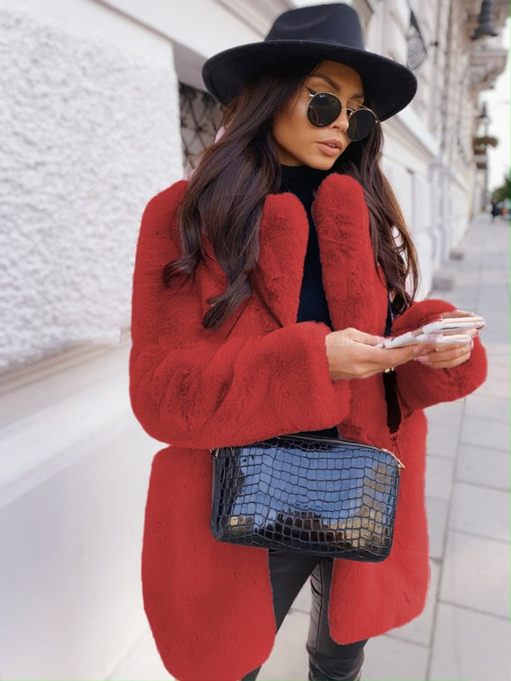 Women's Oversized Teddy Faux Fur Coat Large Collar