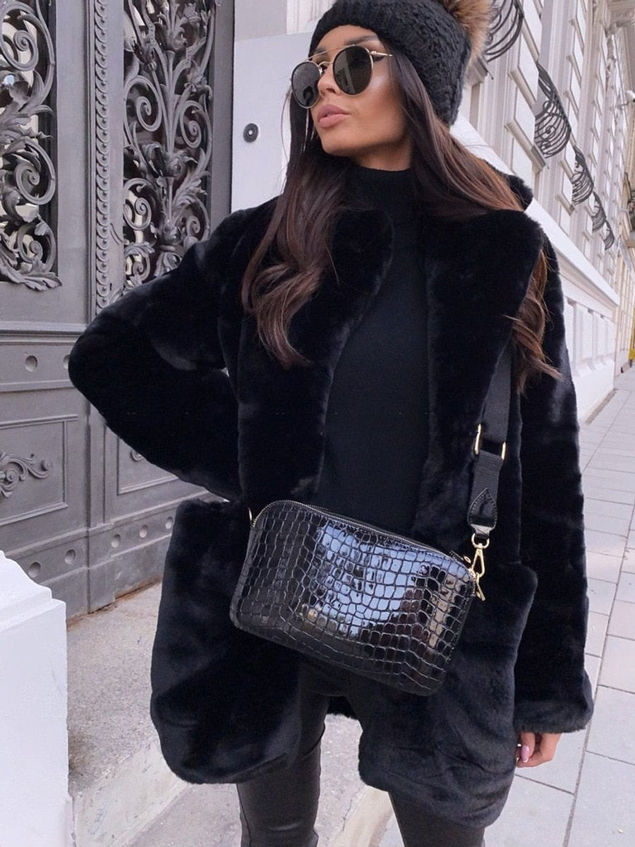 Women's Oversized Teddy Faux Fur Coat Large Collar