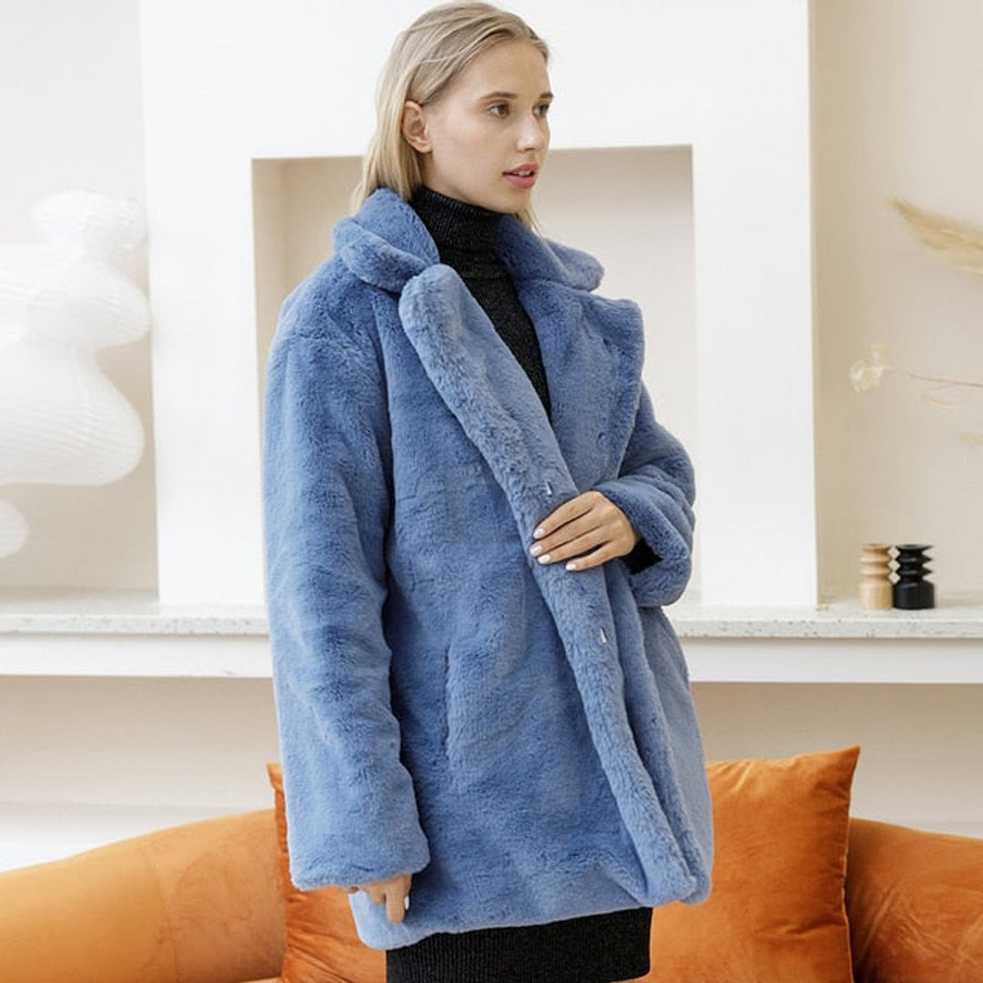 Women's Oversized Teddy Faux Fur Coat Large Collar
