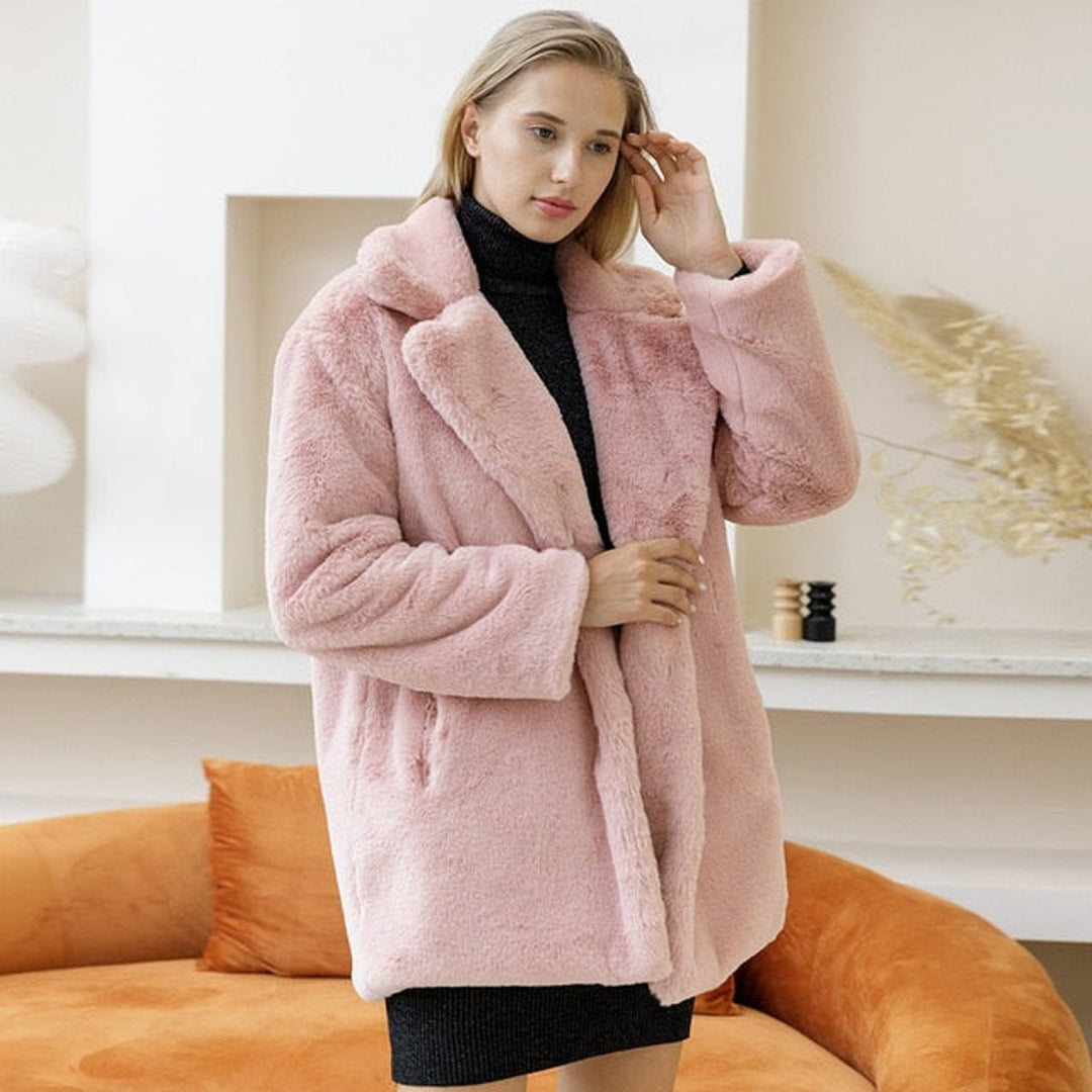 Women's Oversized Teddy Faux Fur Coat Large Collar