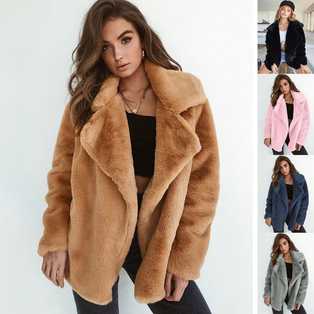 Women's Oversized Teddy Faux Fur Coat Soft Lapel Collar