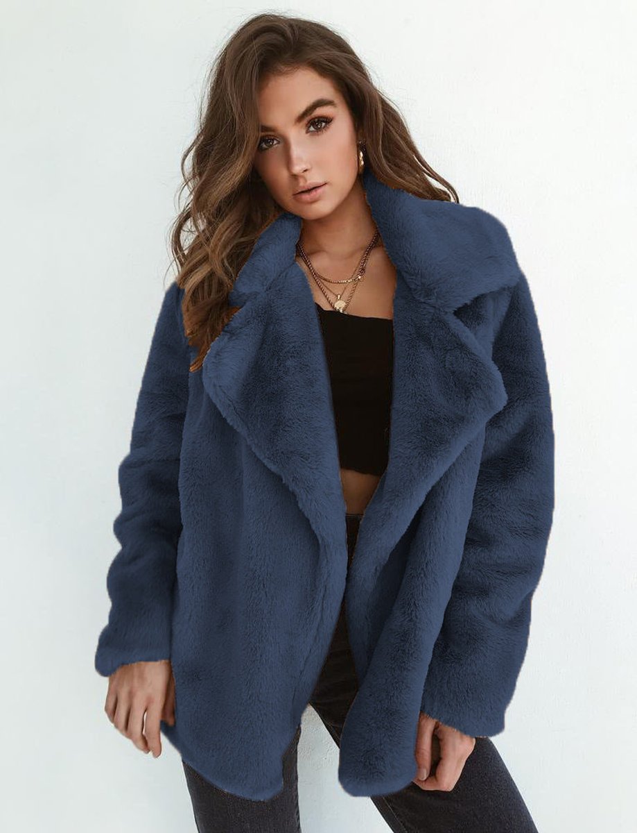 Women's Oversized Teddy Faux Fur Coat Soft Lapel Collar