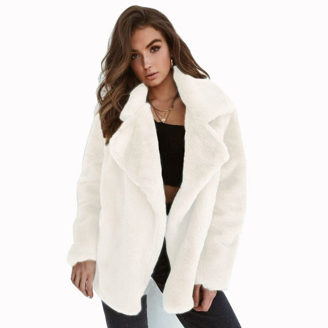 Women's Oversized Teddy Faux Fur Coat Soft Lapel Collar