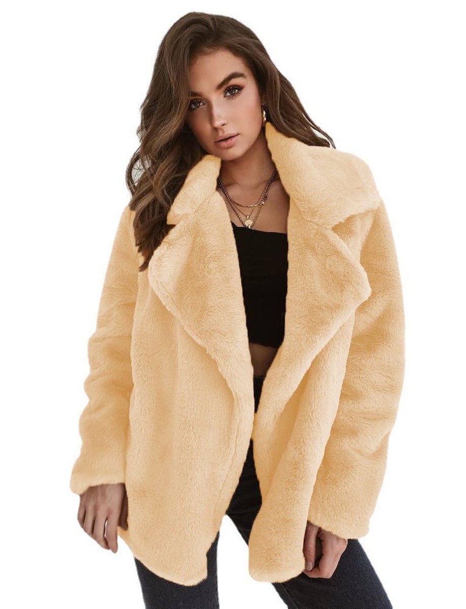 Women's Oversized Teddy Faux Fur Coat Soft Lapel Collar