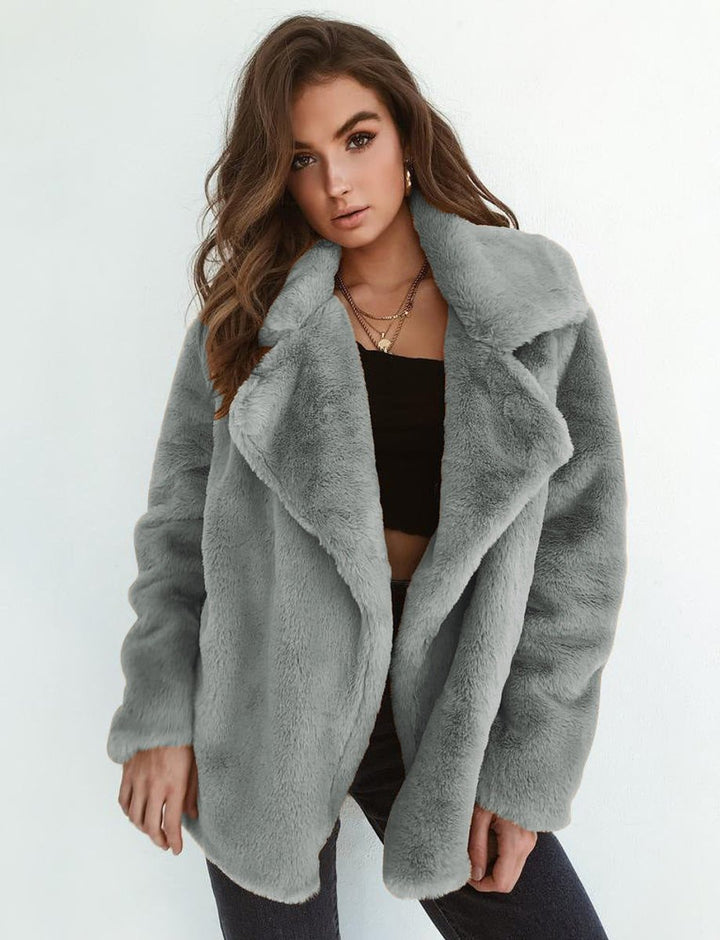 Women's Oversized Teddy Faux Fur Coat Soft Lapel Collar