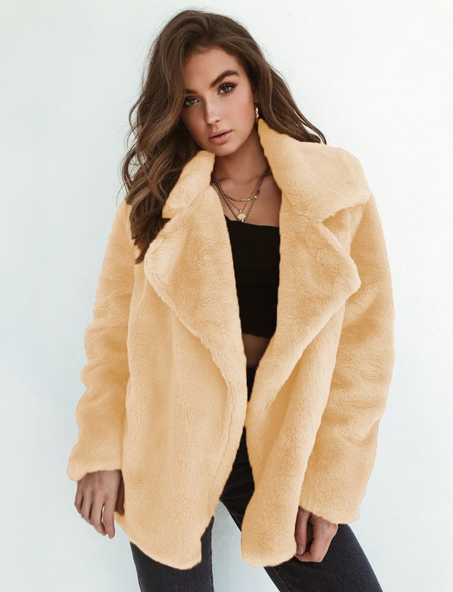 Women's Oversized Teddy Faux Fur Coat Soft Lapel Collar