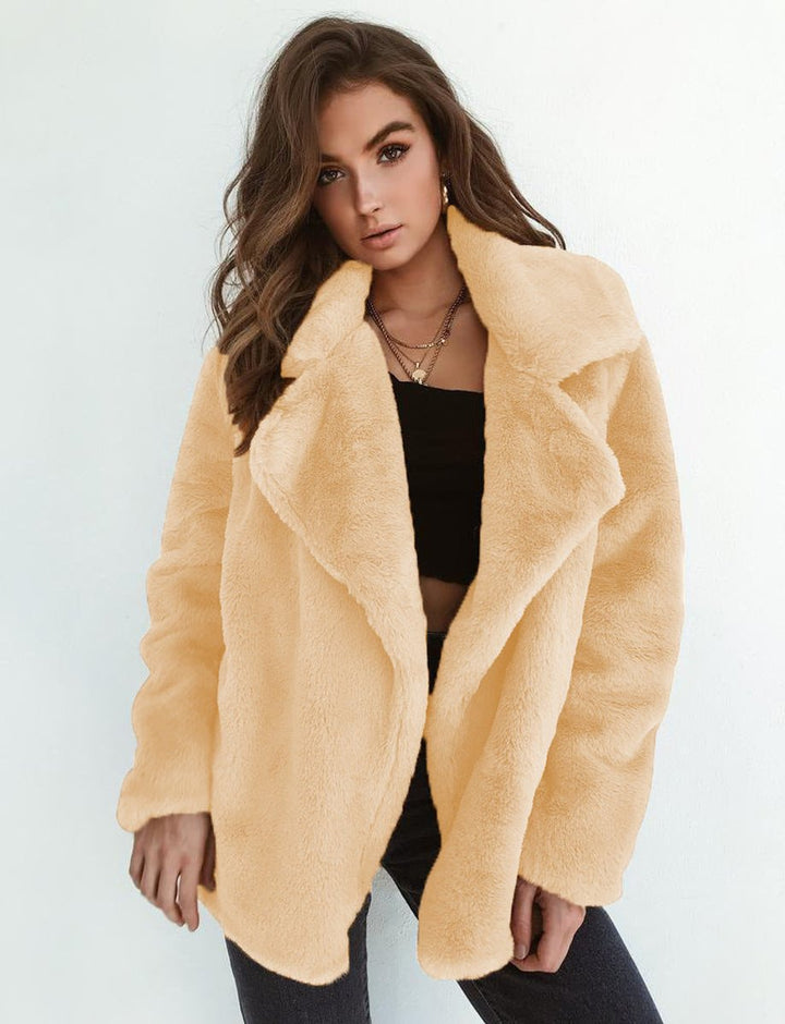 Women's Oversized Teddy Faux Fur Coat Soft Lapel Collar