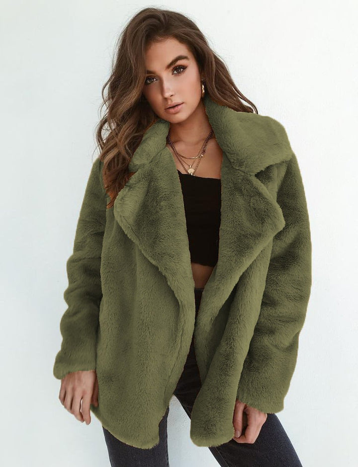 Women's Oversized Teddy Faux Fur Coat Soft Lapel Collar