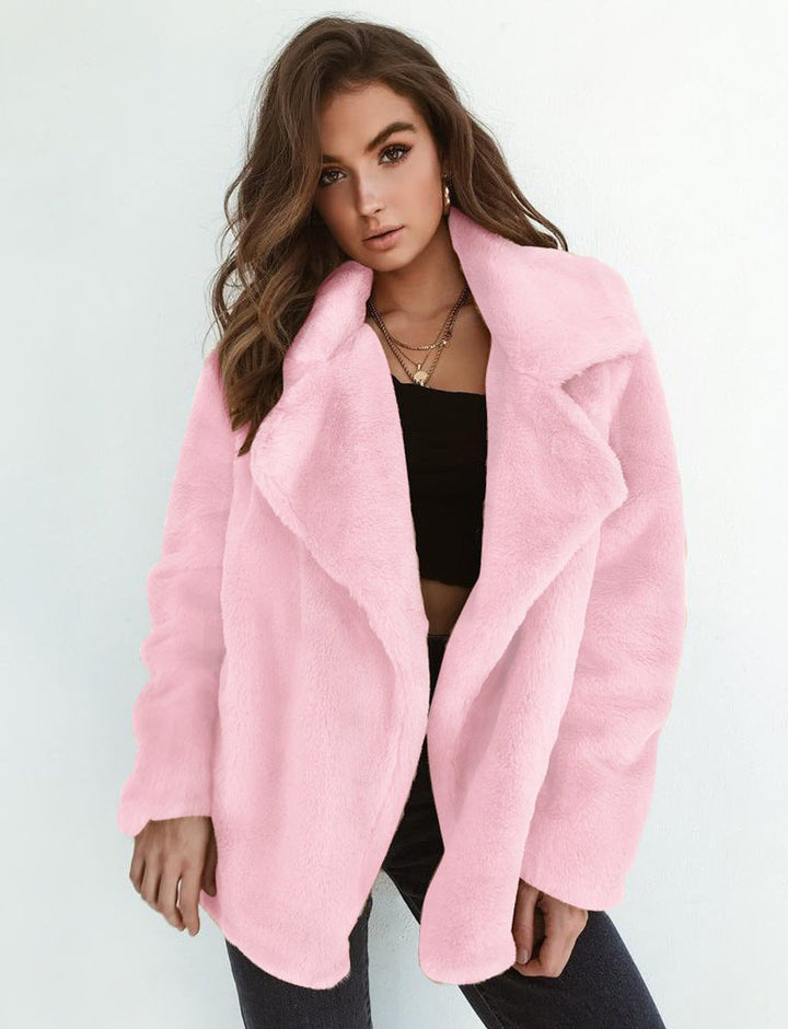 Women's Oversized Teddy Faux Fur Coat Soft Lapel Collar