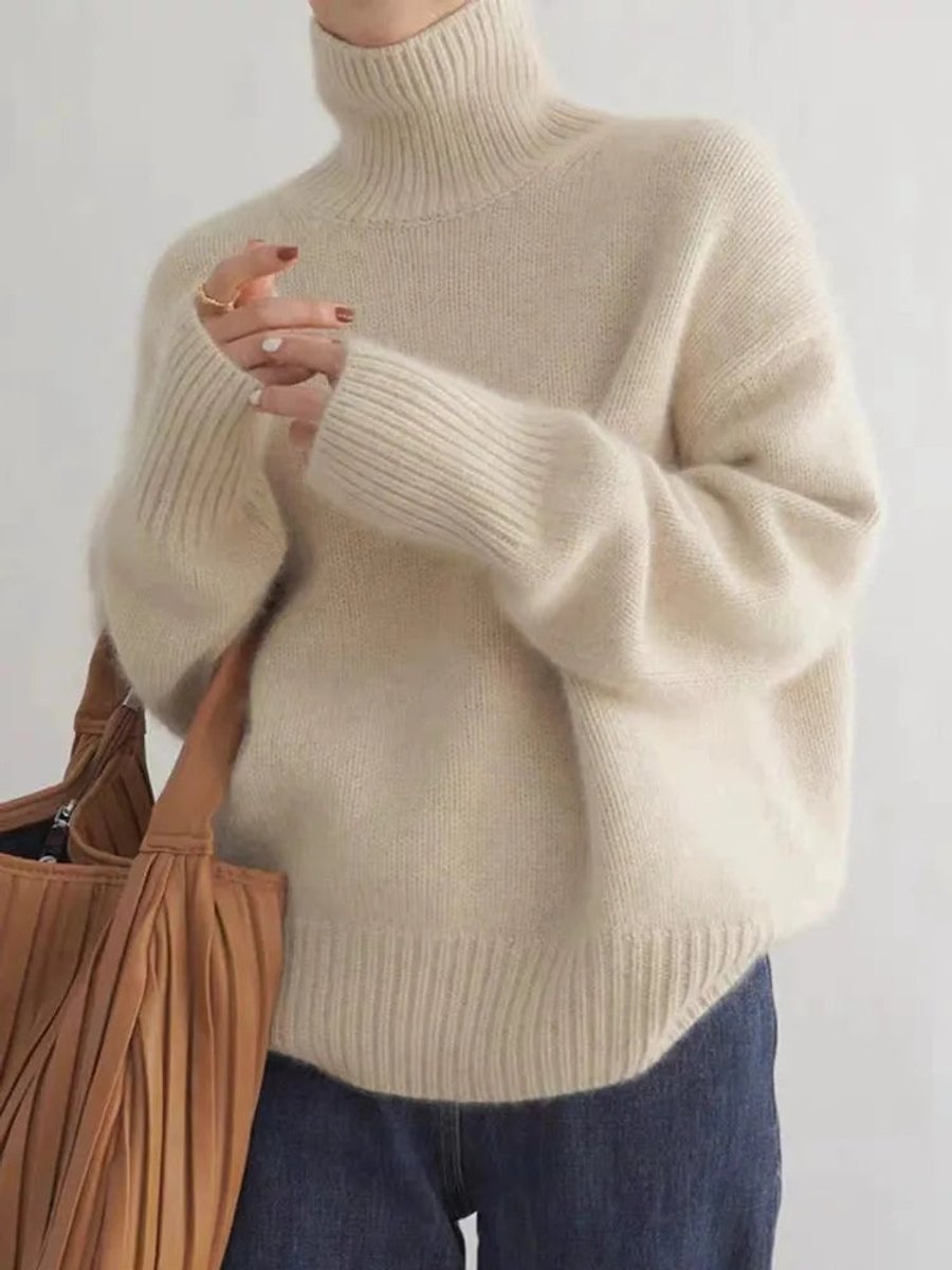 Women's Oversized Turtleneck Cashmere Knitted Sweater