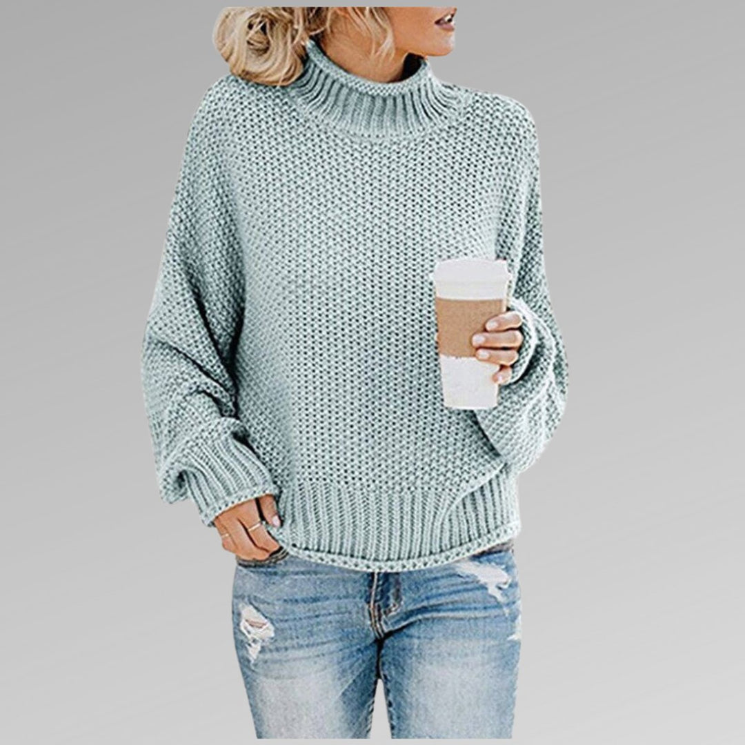 Women's Oversized Turtleneck Chunky Knit Jumper