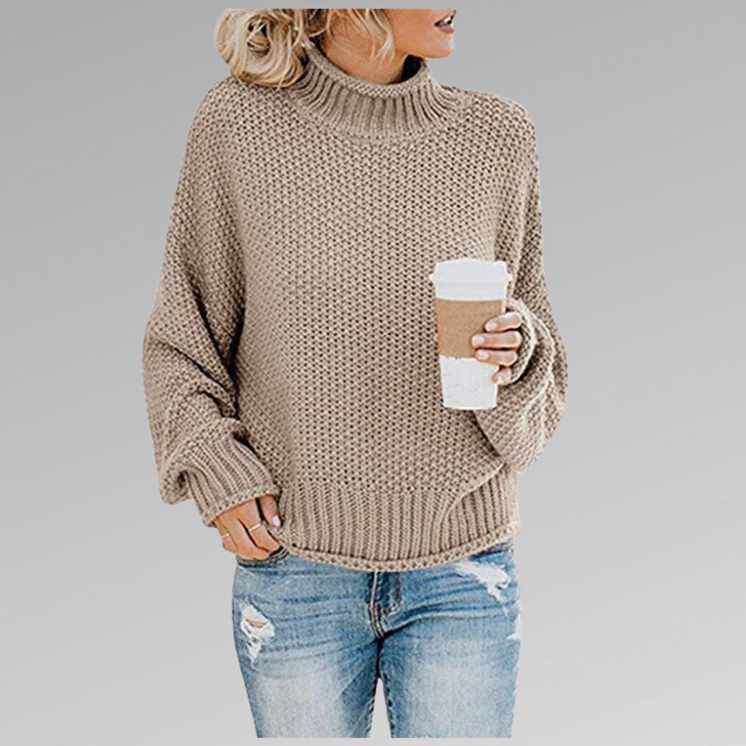 Women's Oversized Turtleneck Chunky Knit Jumper