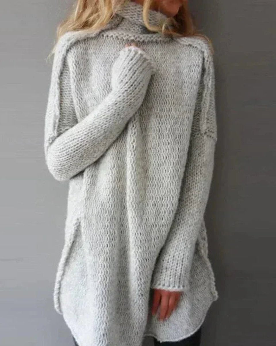 Women's Oversized Turtleneck Knitted Sweater Longline Jumper