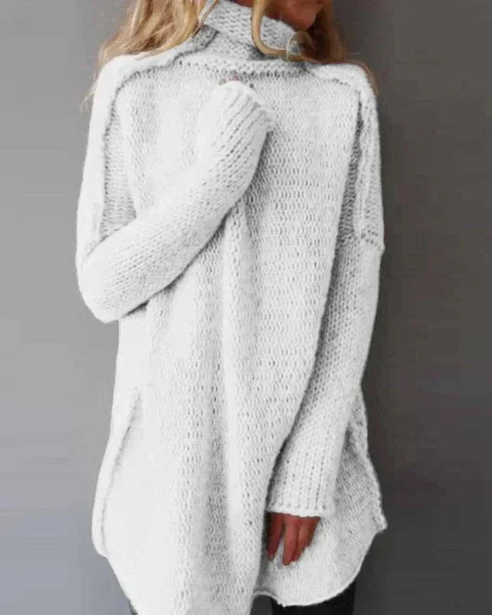 Women's Oversized Turtleneck Knitted Sweater Longline Jumper
