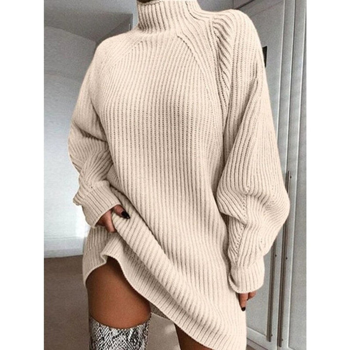 Women's Oversized Turtleneck Long Sleeve Knitted Dress