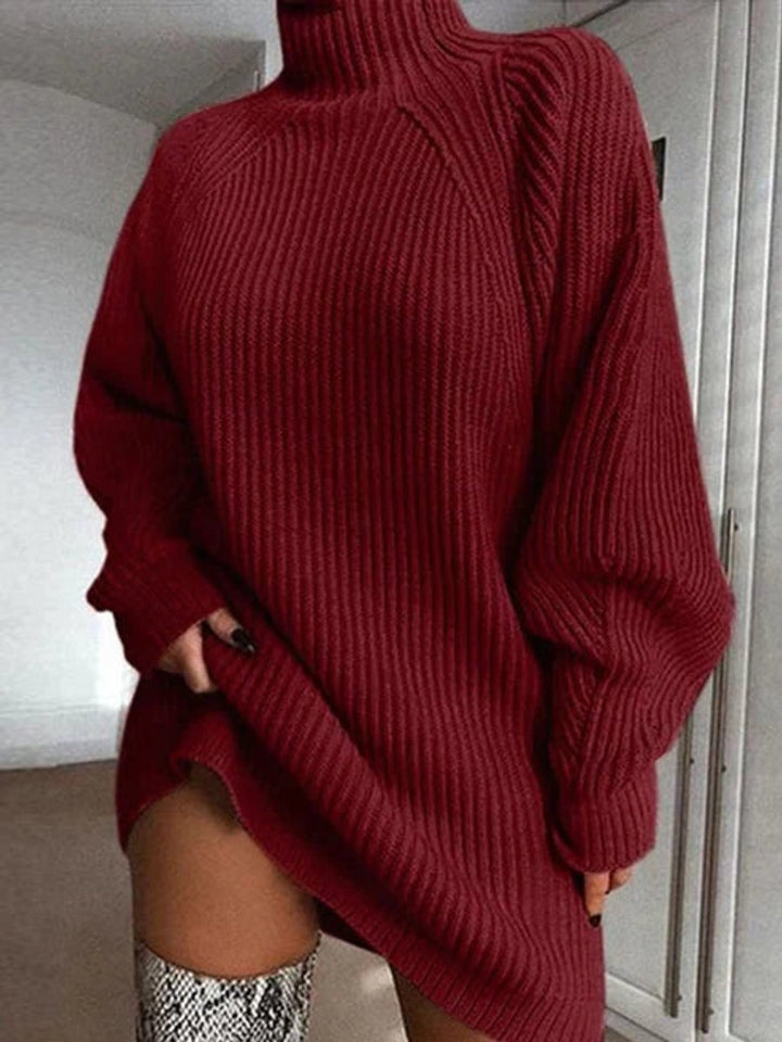 Women's Oversized Turtleneck Long Sleeve Knitted Dress